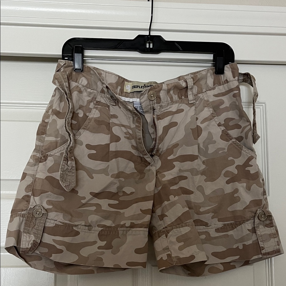 Beige Camouflage Women's Cargo Shorts